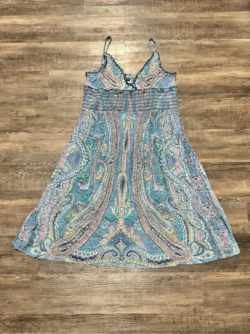 Bila Paisley Mini Dress in Teal and Light Pink